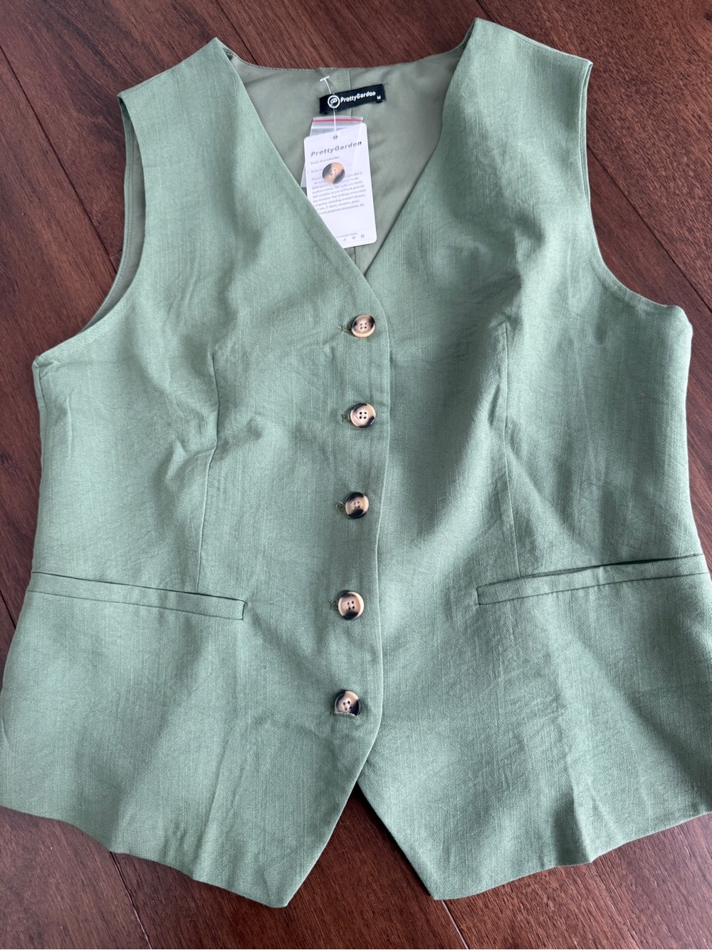 Brand New Green Button Down Vest